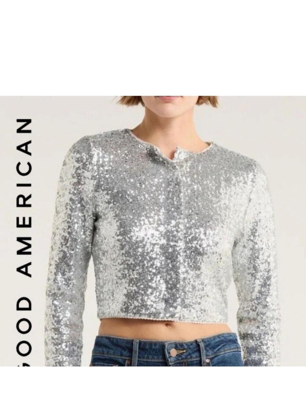 NWT Good American Sequin Cardigan SMALL